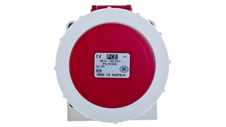 Gniazdo stałe 32A 4P 400V czerwone IP67 /bez dławnicy/ 1242-6