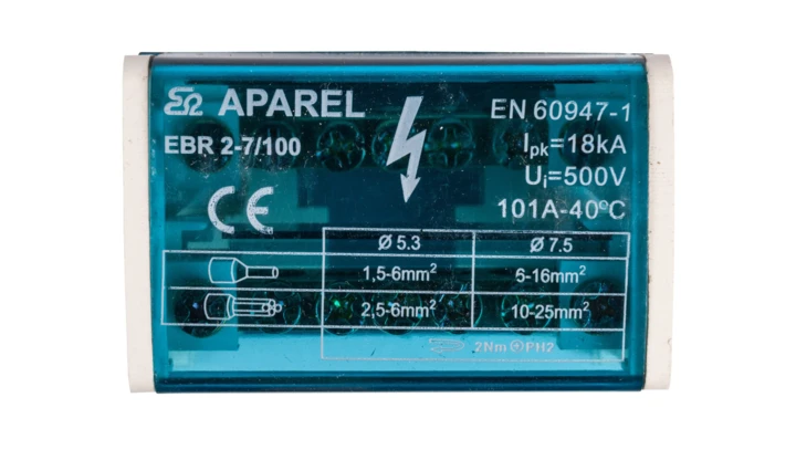 Blok listew rozdzielczych 2-biegunowy 100A EBR 2-7/100 R33RA-02020100101