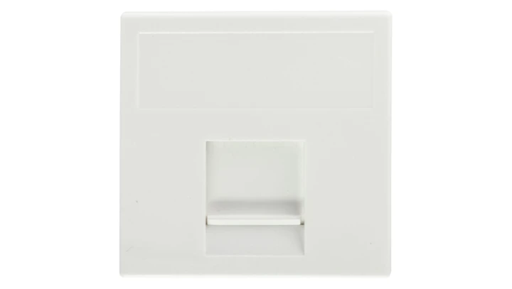 Simon Connect Płytka K45 gniazda teleinformatycznego pojedynczego 1xRJ płaska z przesłoną czysta biel K76/9