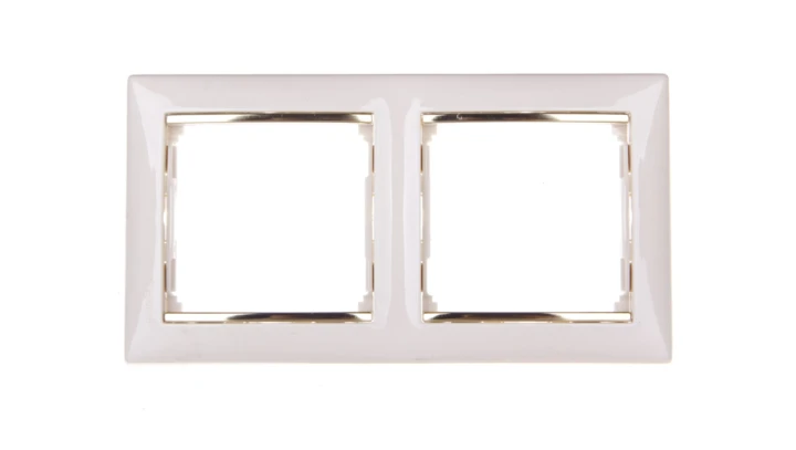 VALENA Ramka podwójna pozioma krem/złoto 774152