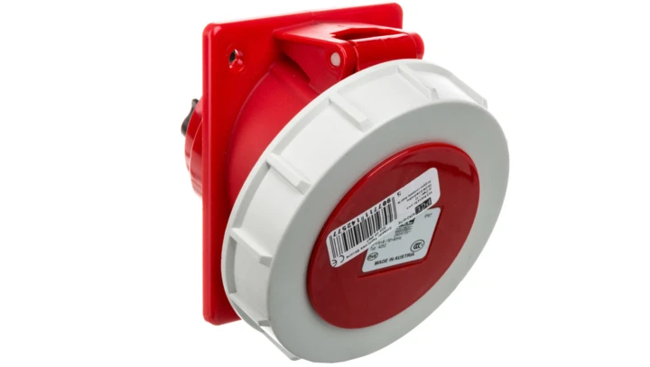 Gniazdo tablicowe skośne 32A 5P 400V /80x97/ czerwony IP67 4252-6f78