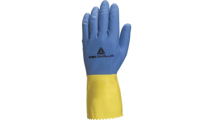 Rękawice gospodarcze z lateksu, flokowane, długość 30 Cm, Gr. 0,60 Mm niebiesko-żółte rozmiar 8,5 VE330BJ08