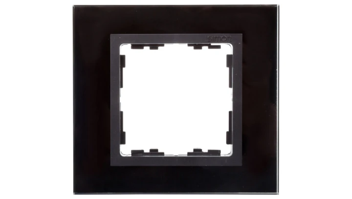 Simon 82 Ramka pojedyncza szklana czarna/ ramka pośrednia grafit 82817-32