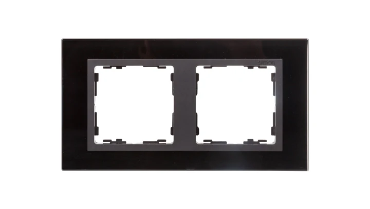 Simon 82 Ramka podwójna pozioma szklana czarna/ ramka pośrednia grafit 82827-32