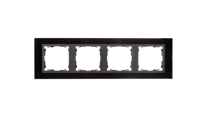 Simon 82 Ramka poczwórna pozioma szklana czarna/ ramka pośrednia grafit 82847-32