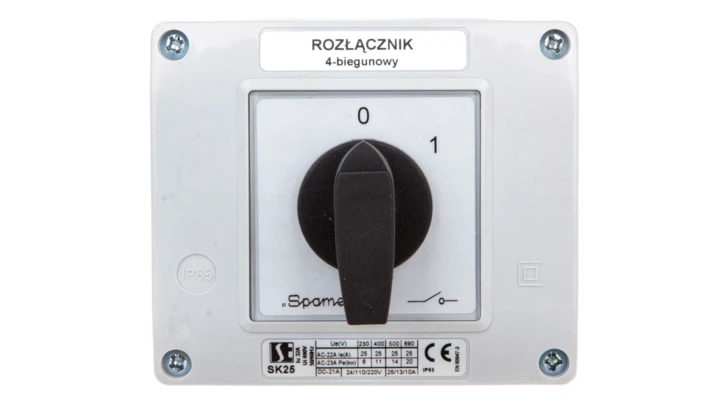 Łącznik krzywkowy 0-1 25A 4P w obudowie SK25-2.8210OB13