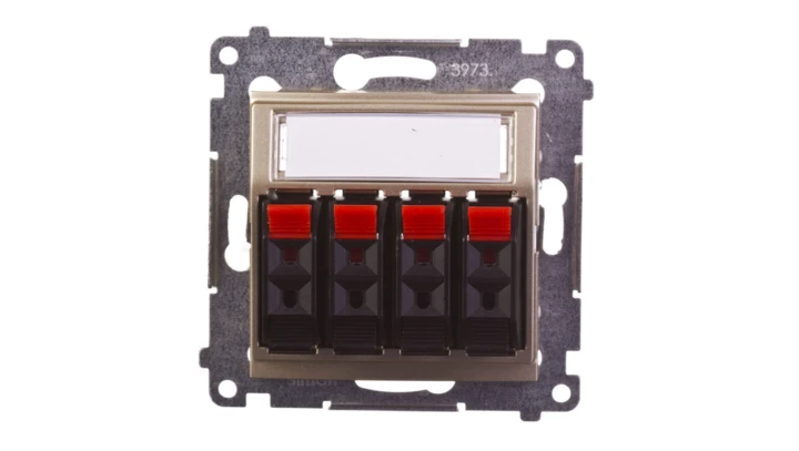 Simon 54 Gniazdo głośnikowe poczwórne złoty mat DGL34.01/44