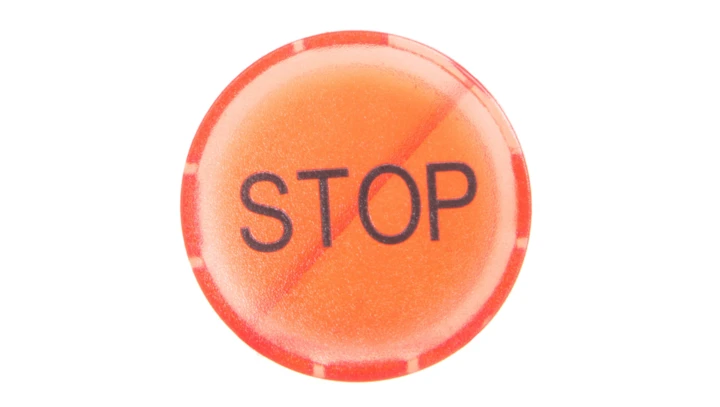 Soczewka przycisku 22mm płaska z opisem STOP M22-XDL-R-GB0 218326