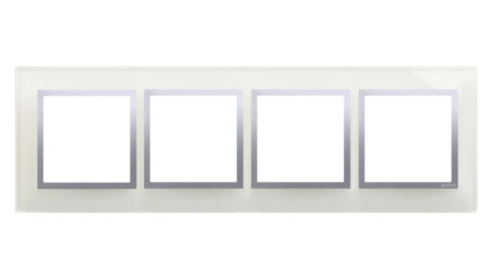 Simon 54 Nature Ramka poczwórna szkło SREBRNA MGŁA DRN4/71