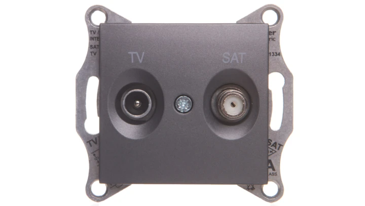 SEDNA Gniazdo antenowe TV/SAT przelotowe 8dB grafitowe SDN3401270