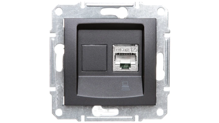 SEDNA Gniazdo komputerowe pojedyncze RJ45 kat.5e FTP grafitowe SDN4500170