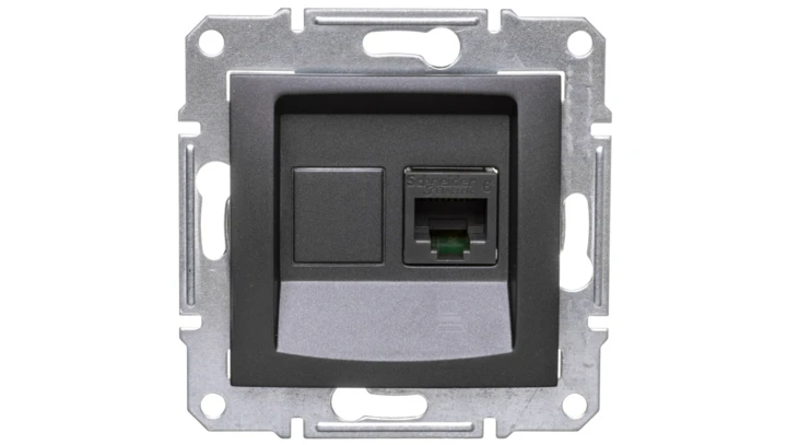 SEDNA Gniazdo komputerowe pojedyncze RJ45 kat.6 UTP grafitowe SDN4700170