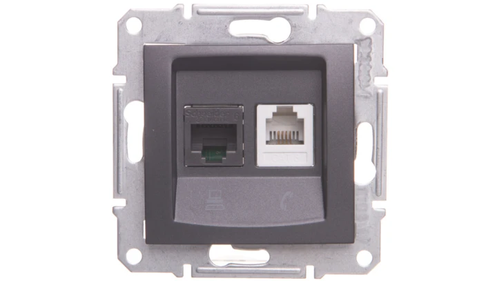 SEDNA Gniazdo teleinformatyczne RJ11 RJ45 kat.6 UTP grafitowe SDN5200170