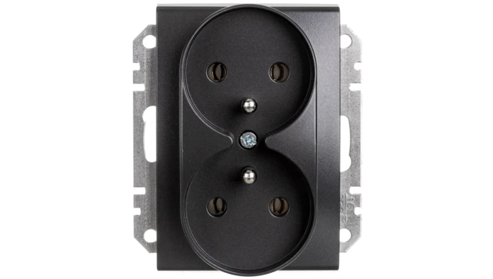 SEDNA Gniazdo podwójne z/u 16A 250V z przesłonami grafitowe SDN2800970