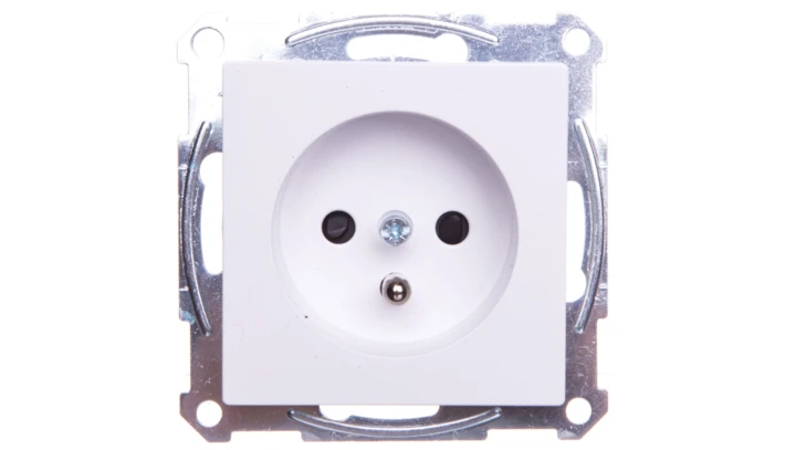 Merten System M Gniazdo pojedyncze z/u 16A IP20 z przesłonami białe MTN2500-0325