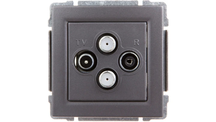 KOS66 Gniazdo antenowe podwójne TV/SAT/SAT grafit 666078