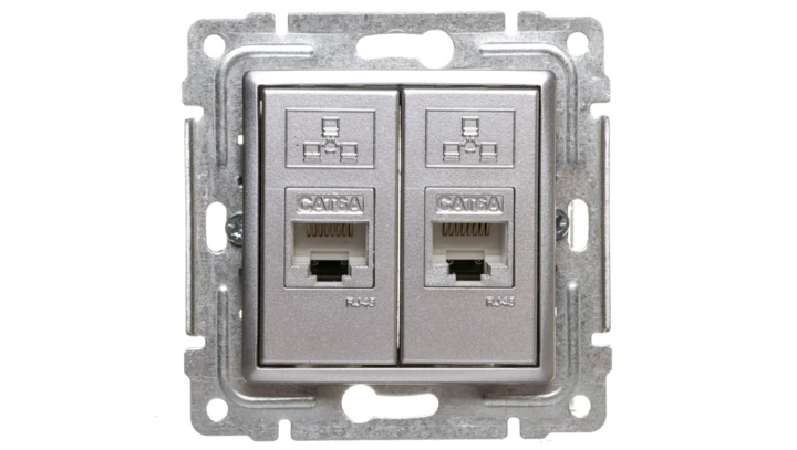 VENA Gniazdo komputerowe podwójne 2xRJ45 kat.6 ekranowane aluminium 514068