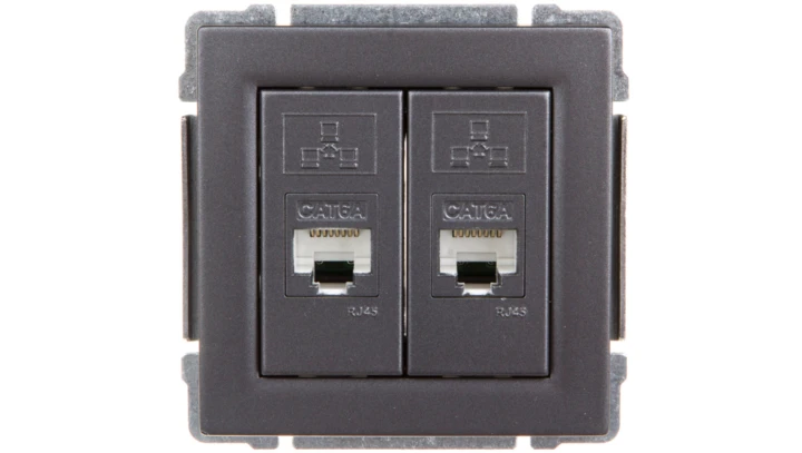KOS66 Gniazdo komputerowe podwójne 2xRJ45 kat.6 ekranowane grafit 666068