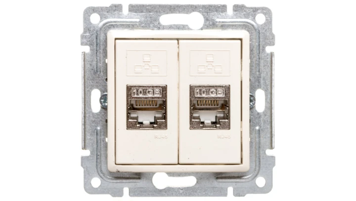 VENA Gniazdo komputerowe podwójne 2xRJ45 kat.6 ekranowane krem 510368