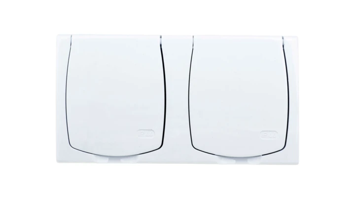 MADERA Gniazdo hermetyczne podwójne z/u IP44 klapka biała GNH-2NZ/00/w