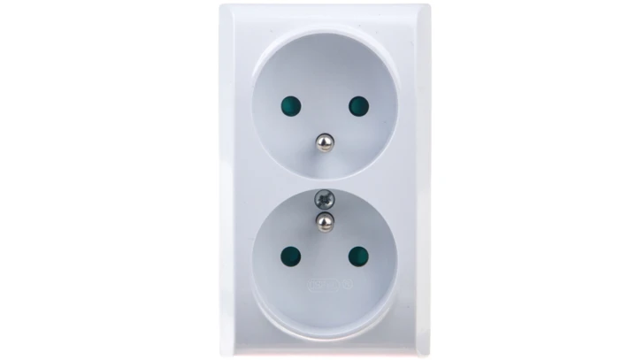 BIS Gniazdo podwójne z/u z przesłonami białe GN-2BZP/00
