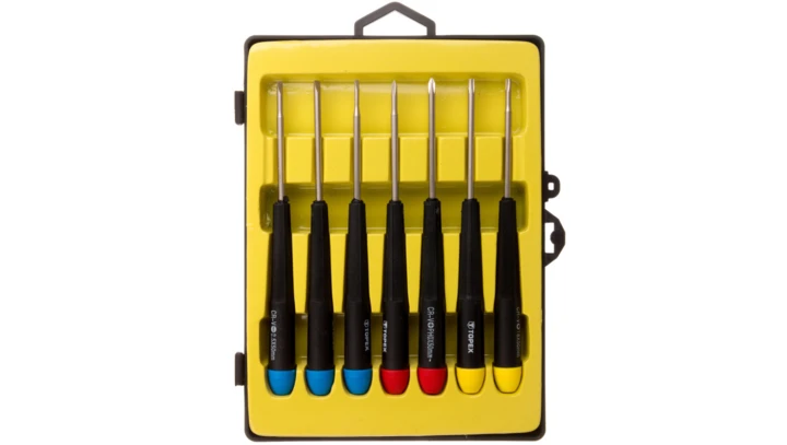 Wkrętaki precyzyjne 1,5x50mm 2x50mm 2,5x50mm PH000x50mm PH0x50mm T8x50mm T10x50mm (zestaw 7 szt.) 39D552