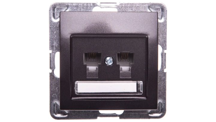 IMPRESJA Gniazdo telefoniczne podwójne RJ11 równoległe antracyt GPT-2YR/m/50