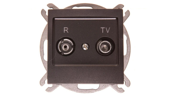 IMPRESJA Gniazdo antenowe RTV przelotowe 14dB antracyt GPA-14YP/m/50