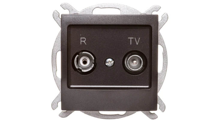 IMPRESJA Gniazdo antenowe RTV przelotowe 10dB antracyt GPA-10YP/m/50