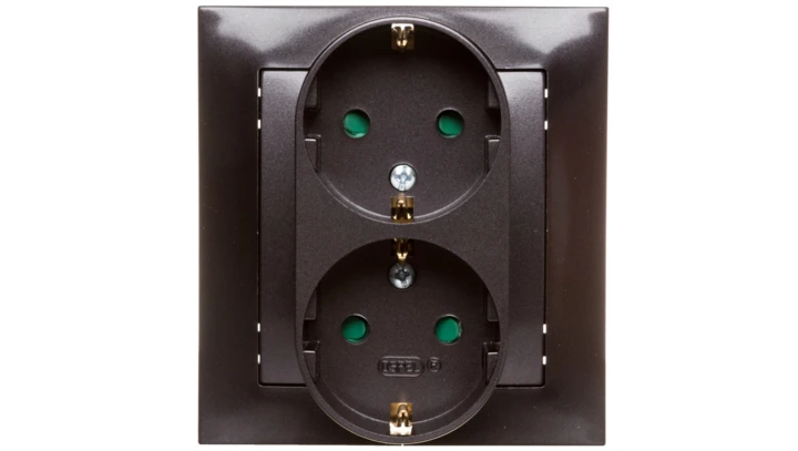 IMPRESJA Gniazdo podwójne z/u Schuko z przesłonami antracyt GP-2YSP/50