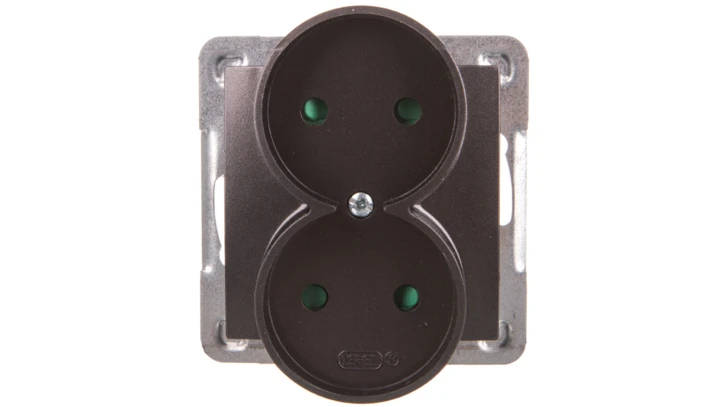 IMPRESJA Gniazdo podwójne b/u z przesłonami antracyt GP-2YRP/m/50