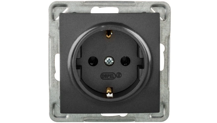 IMPRESJA Gniazdo pojedyncze z/u Schuko antracyt GP-1YS/m/50