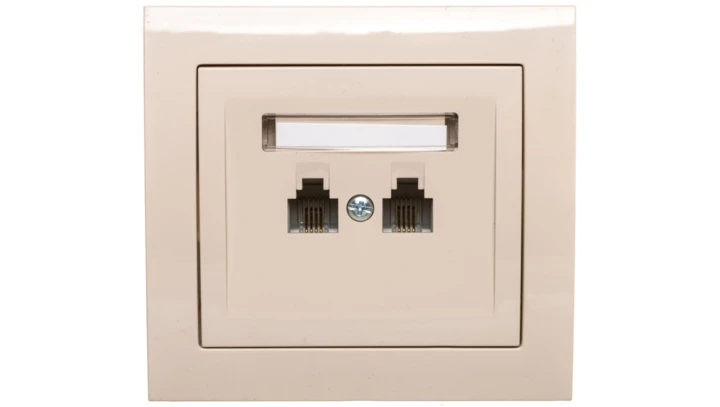 KIER Gniazdo telefoniczne podwójne RJ11 równoległe beżowe GPT-2WR/01