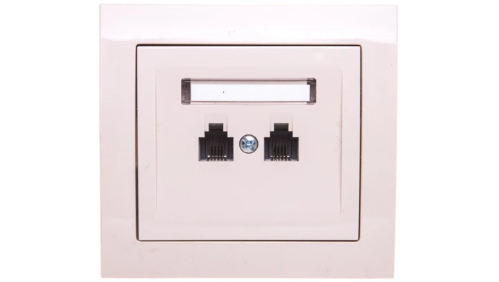 KIER Gniazdo telefoniczne podwójne RJ11 niezależne beżowe GPT-2WN/01