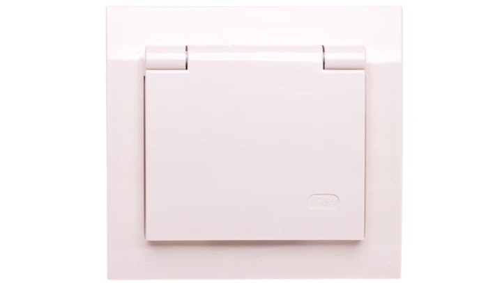 KIER Gniazdo bryzgoszczelne z/u IP44 z przesłonami klapka beżowa GPH-1WZP/01/w