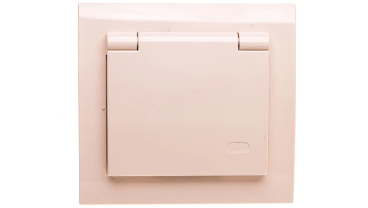 KIER Gniazdo bryzgoszczelne z/u IP44 klapka beżowe GPH-1WZ/01/w