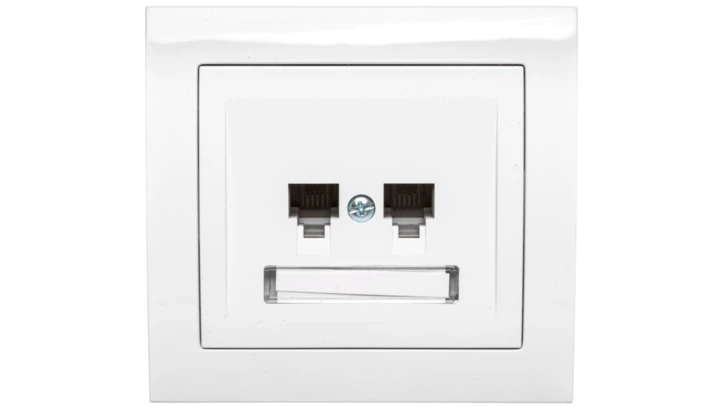 KIER Gniazdo telefoniczne podwójne RJ11 równoległe białe GPT-2WR/00