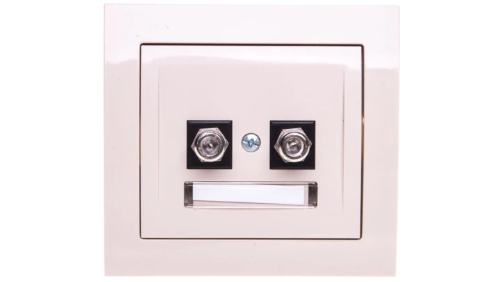 KIER Gniazdo antenowe podwójne typu F beżowe GPA-2WF/01