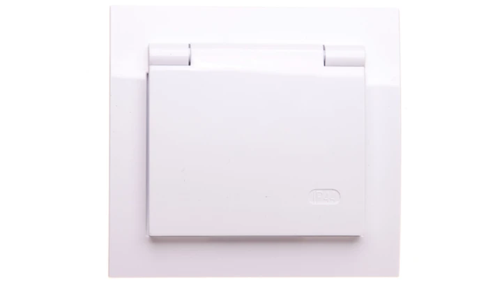 KIER Gniazdo bryzgoszczelne z/u IP44 klapka przezroczysta białe GPH-1WZ/00/w