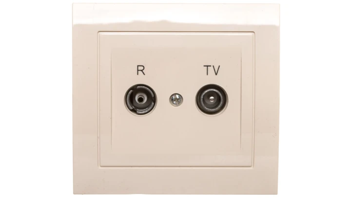 KIER Gniazdo antenowe RTV przelotowe 14dB beżowe GPA-14WP/01