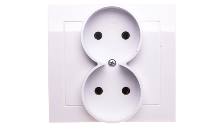 KIER Gniazdo podwójne b/u białe GP-2W/00