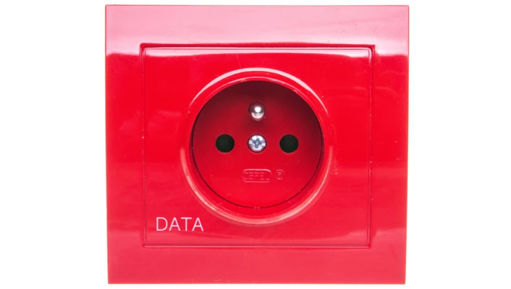 KIER Gniazdo pojedyncze z/u DATA z przesłonami czerwone GP-1WZDP/22