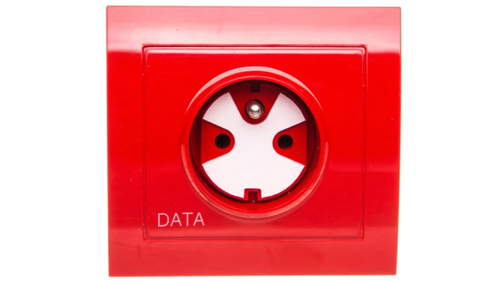 KIER Gniazdo pojedyncze z/u DATA z kluczem czerwone GP-1WZK/22