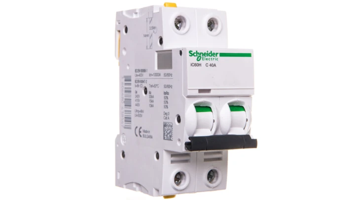 Wyłącznik nadprądowy 2P C 40A 10kA AC iC60H-C40-2 A9F07240