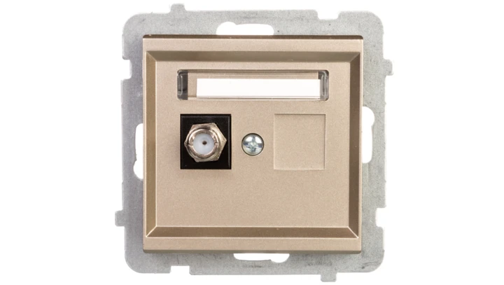 SONATA Gniazdo antenowe pojedyncze typu F szampański złoty GPA-1RF/m/39