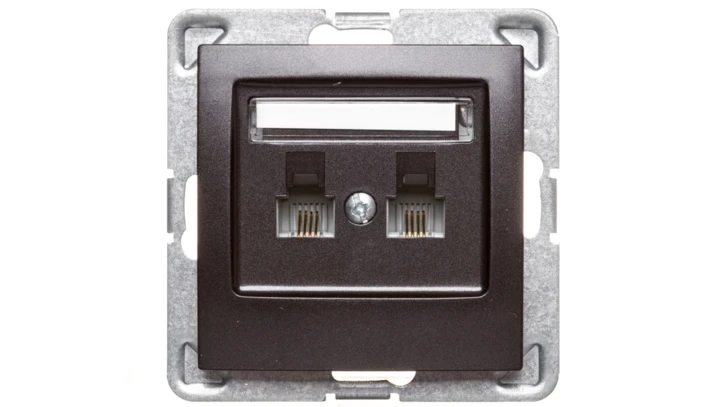 IMPRESJA Gniazdo telefoniczne podwójne RJ11 niezależne antracyt GPT-2YN/m/50