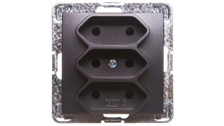 IMPRESJA Gniazdo potrójne b/u 2,5A EURO antracyt GP-3Y/m/50