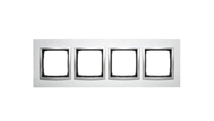 Simon 54 Nature Ramka poczwórna metal INOX KLASYCZNY DRN4/77