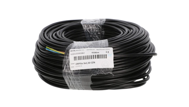 Przewód mieszkaniowy H03VV-F (OMY) 3x1,5 żo czarny 300/300V /100m/
