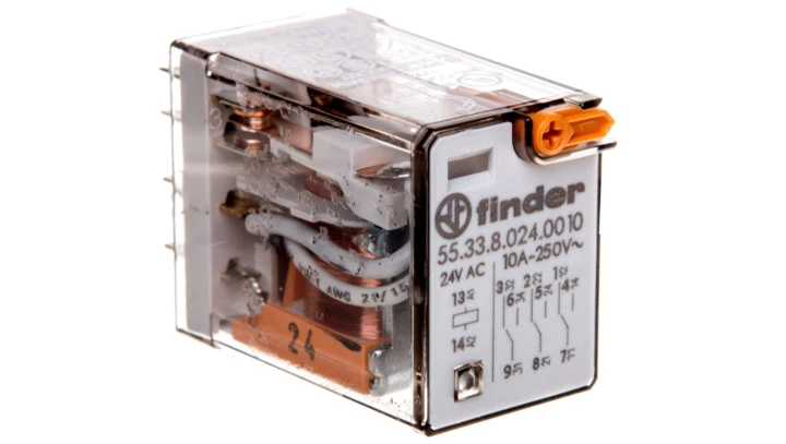 Przekaźnik 3P 10A 24V AC przycisk testujący 55.33.8.024.0010